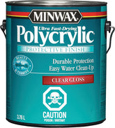 Minwax Polycrylic 32004 Protective Finish, Gloss, Liquid, Clear, 1 gal, Can